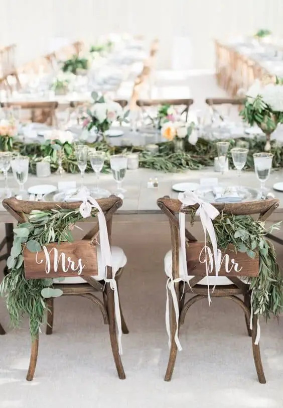 Greenery Wedding Mr & Mrs Signs Blaine Siesser Photography