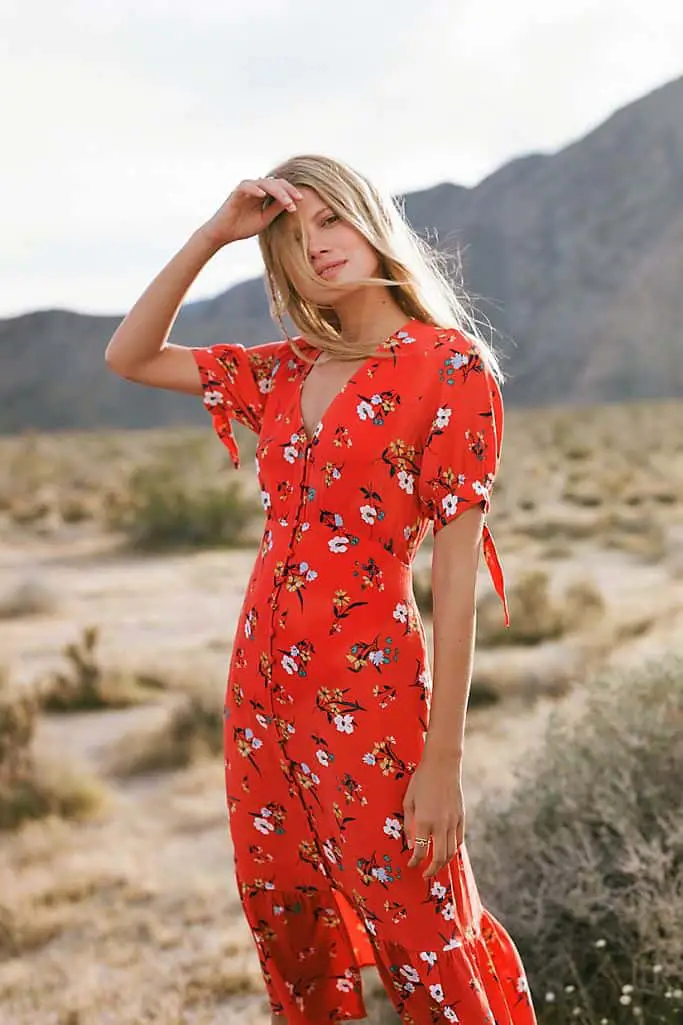 Amalfi Coast Outfits Positano Italy Dresses Red Floral Print Midi Dress