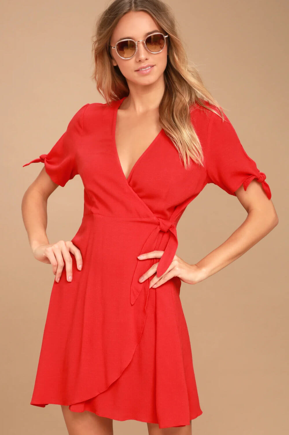Beach Honeymoon Dresses Cute Beach Outfits Red Wrap Dress 3