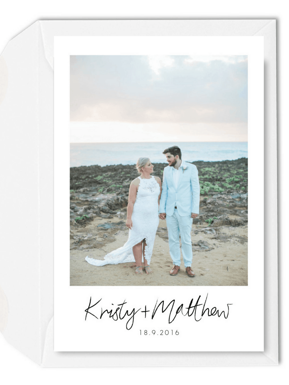 Beach Wedding Photo Thank You Card