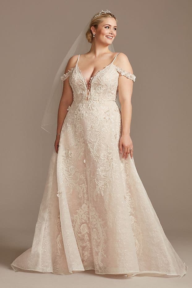 Beaded Applique Plus Size Wedding Dresses Online Curvy Bride Wedding Dress Oleg Cassini