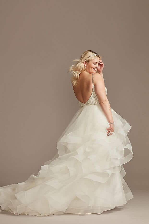 Beaded Bodice Tiered Skirt Plus Size Wedding Dress Online Davids Bridal