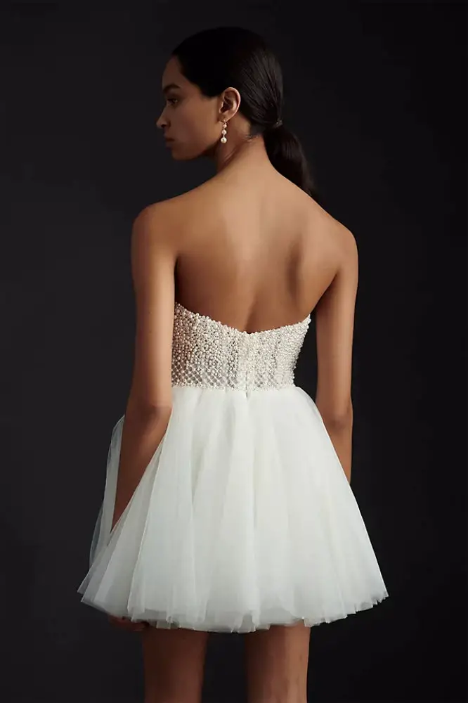 Best City Hall Wedding Dresses Pearl Encrusted Wtoo by Watters Maeve Mini Dress
