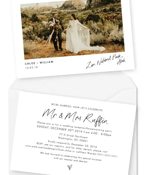 Best Elopement Announcements Wedding Invitation with Photos For the Love of Stationery