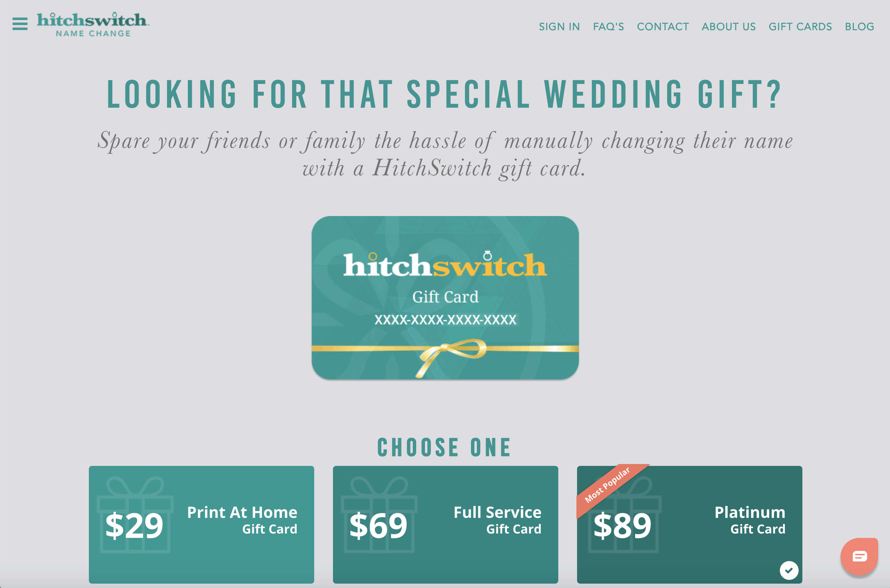 HitchSwitch Platinum Name Change Service - Gift Card