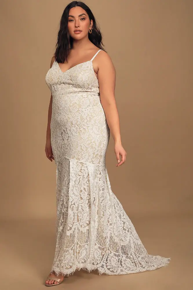 Bohemian Curvy Wedding Dress Lace Inexpensive Plus Size Wedding Dress Lulus