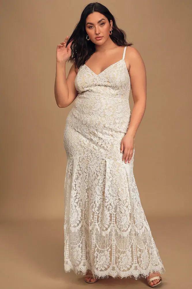 Bohemian Curvy Wedding Dress Lace Inexpensive Plus Size Wedding Dresses Lulus