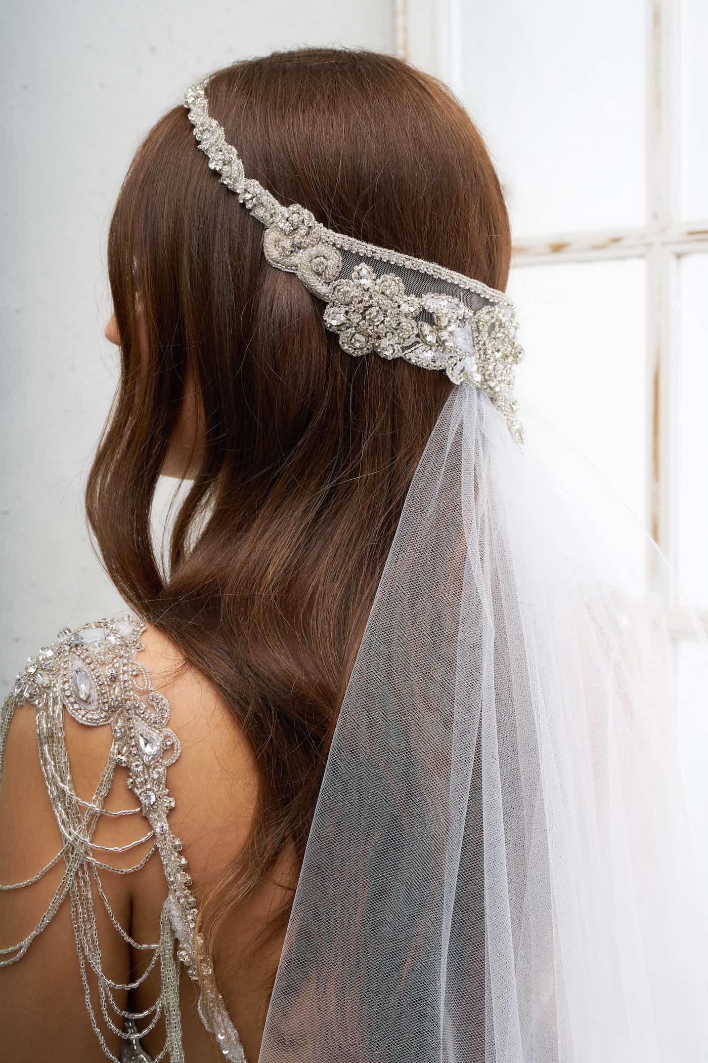 Bohemian Style Roman Headpiece Veil Sparkle Bridal Headpieces Wedding Hair Accessories Anna Campbell BLOSSOM