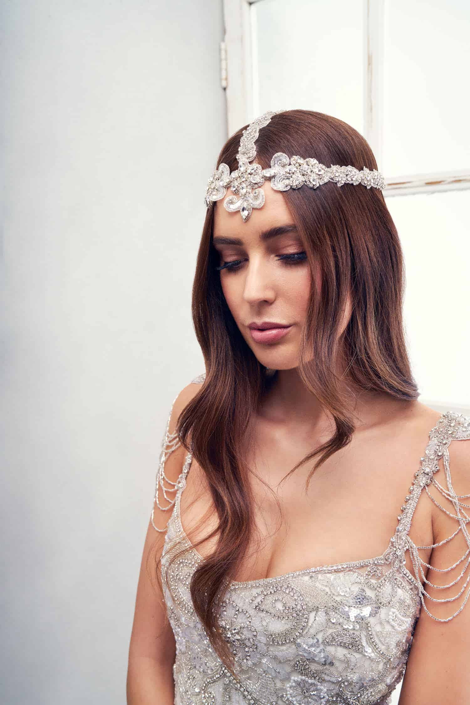 Bohemian Style Roman Headpieces Veil Sparkle Bridal Headpiece Wedding Hair Accessories Anna Campbell VALENTINA