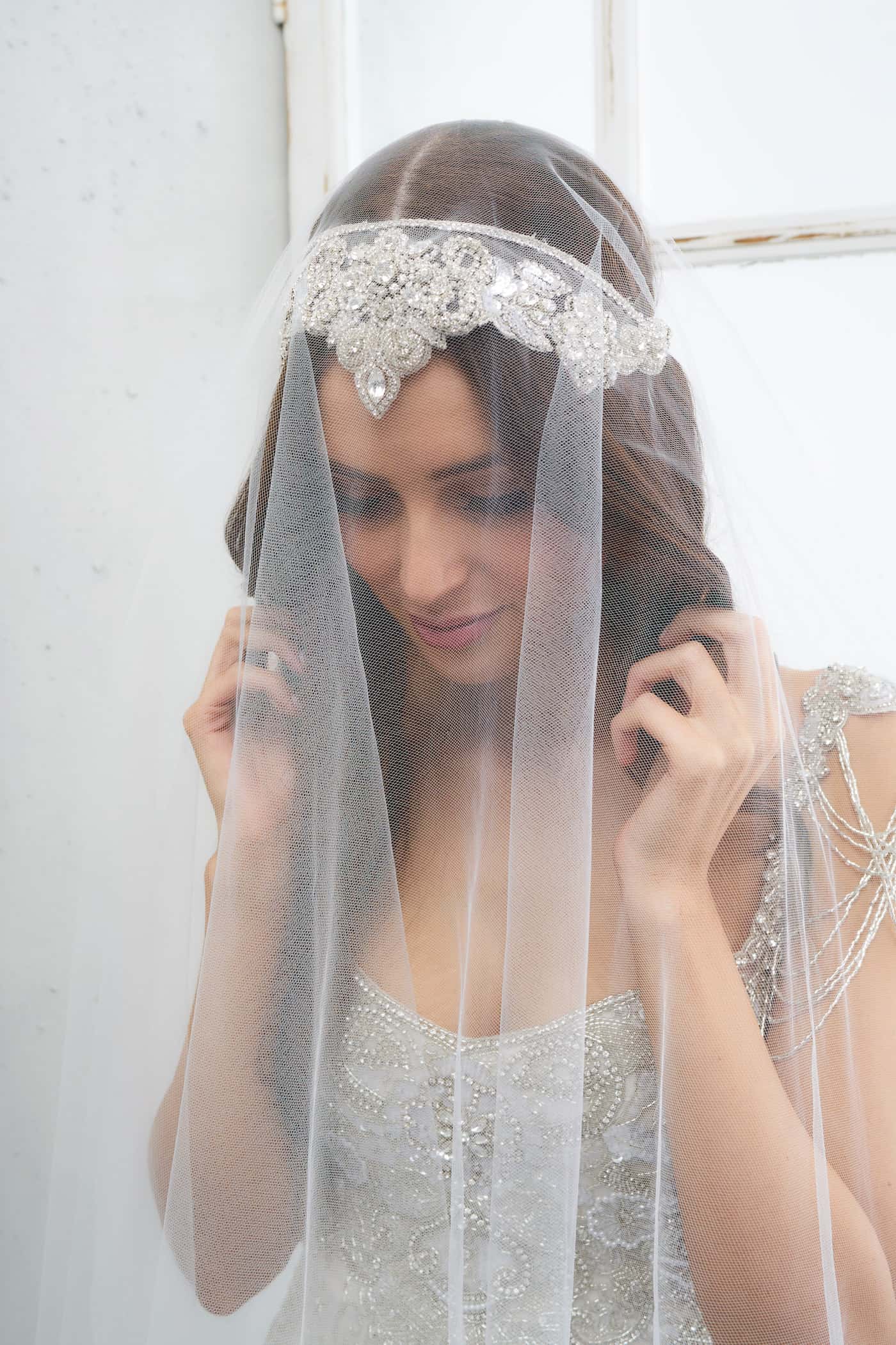 Boho Style Roman Headpieces Veil Sparkle Bridal Headpiece Wedding Hair Accessories Anna Campbell BLOSSOM