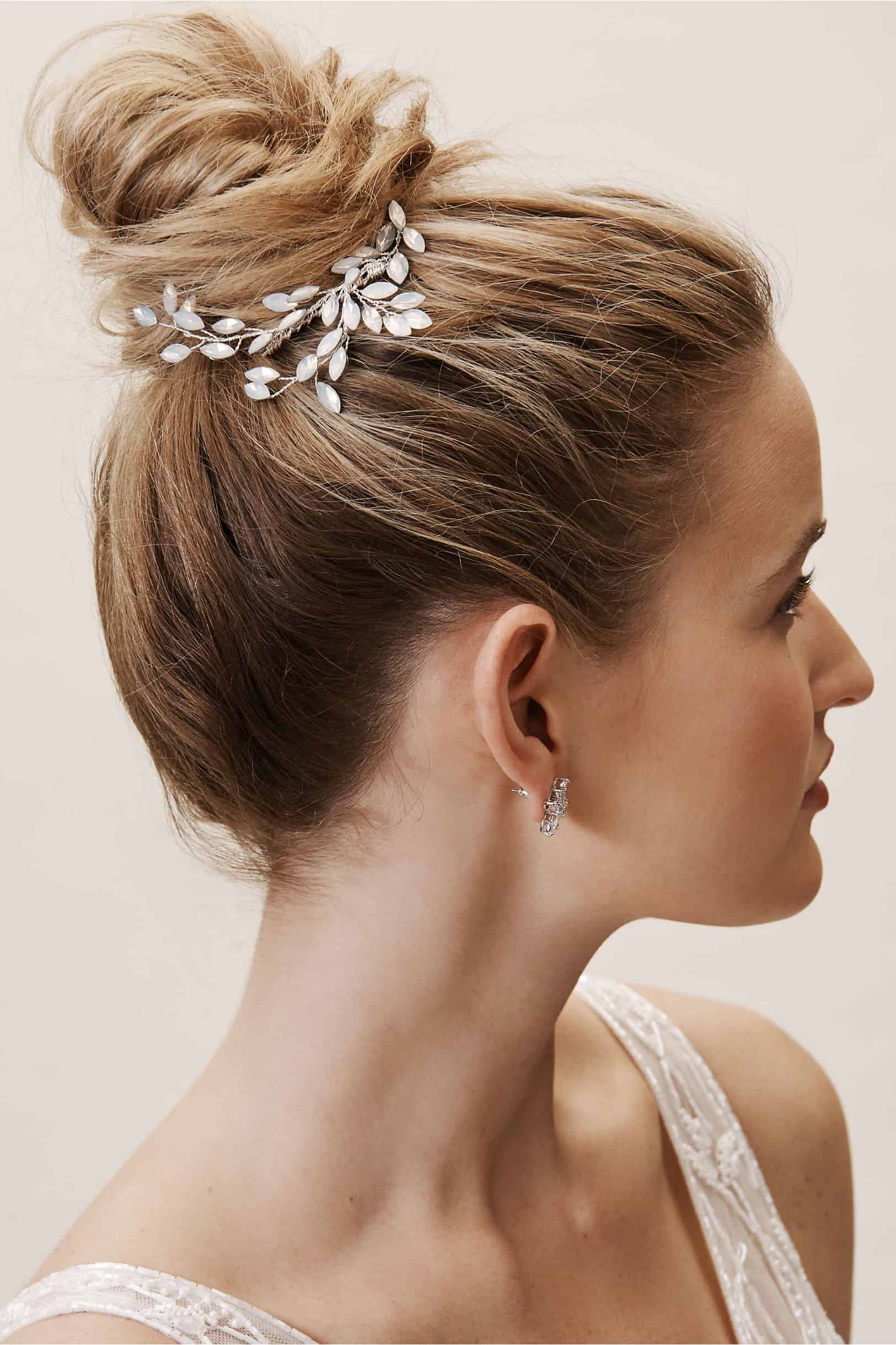 Bridal Headpiece Opalescent Stones Comb Wedding Hair Accessories Waterfall Hair Comb Untamed Petals
