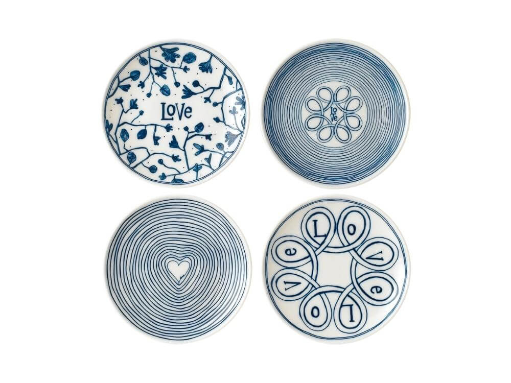 Bridal Shower Gift Ideas for Bride Kitchen Tea Presents Ellen DeGeneres Blue Love Accent Plates Set of 4