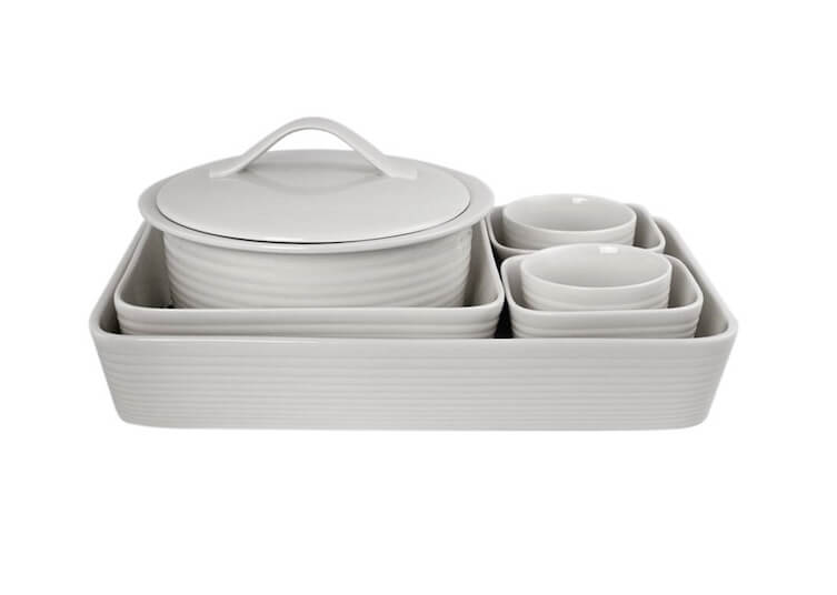 Bridal Shower Gift Ideas for Bride Kitchen Tea Presents White 7pc Bakeware Set