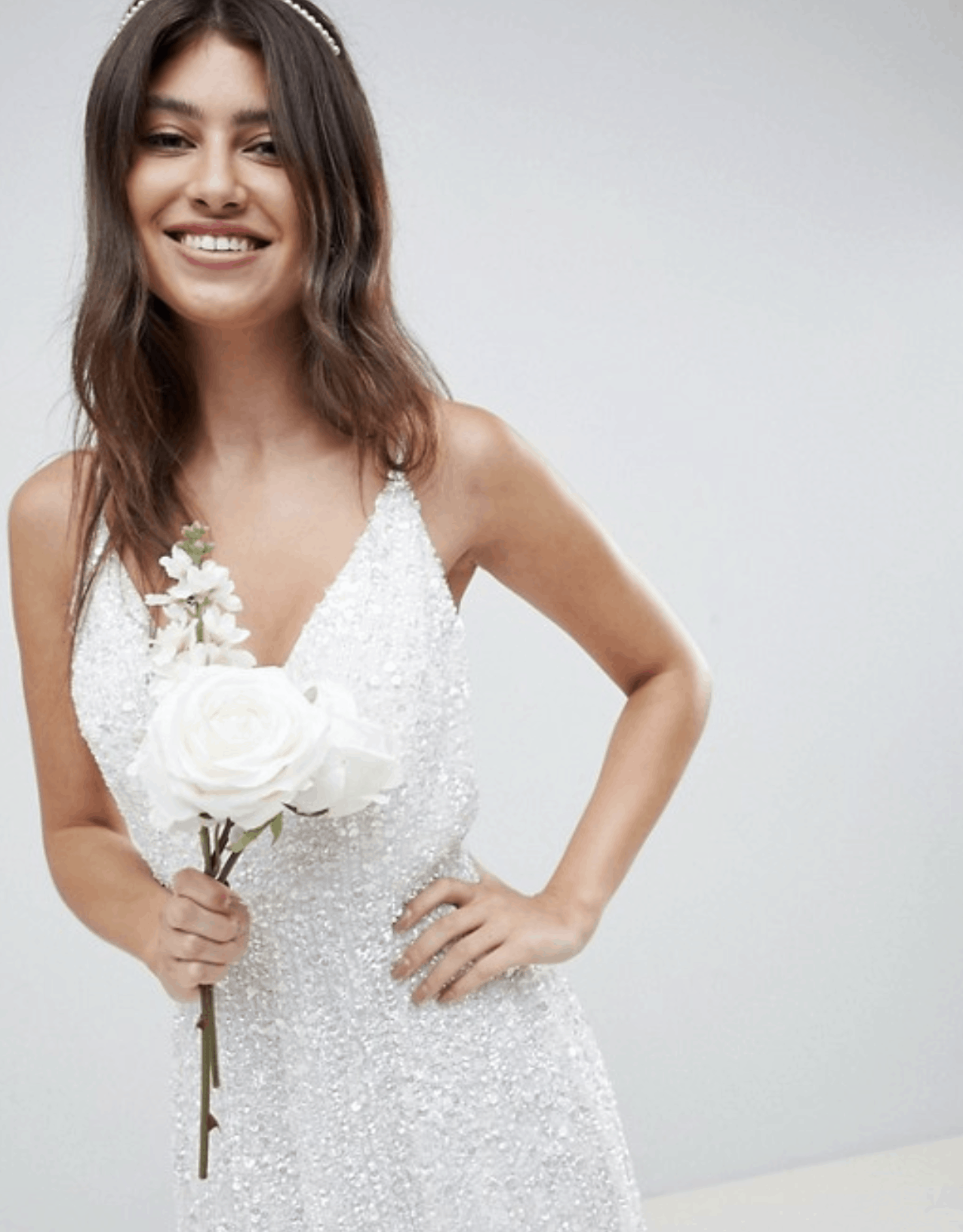 Cheap Affordable Bridal Gowns and Wedding Dresses ASOS Edition Sequin Cami Wedding Dress