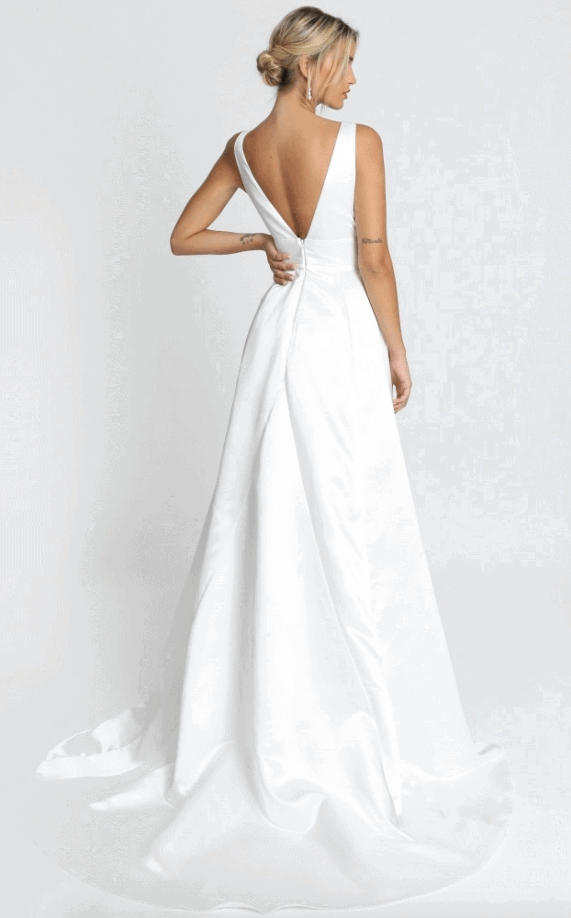 Cheap Affordable Wedding Dresses Deep V Neck Eyes of the Beholder Gowns in White Showpo Bridal