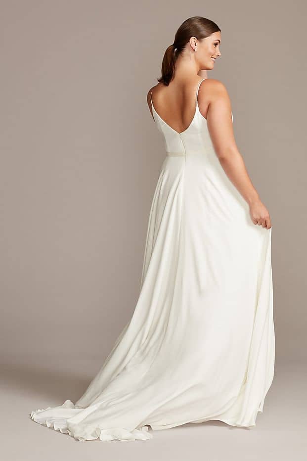 Curvy Bride Wedding Dress Online Deep-V Spaghetti Plus Size Wedding Dress Davids Bridal