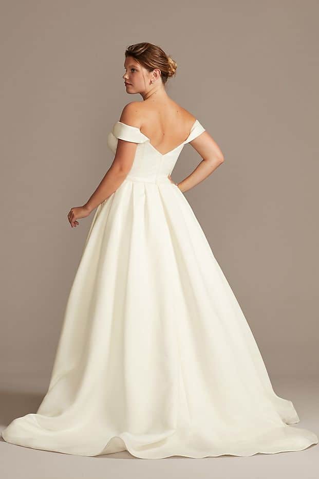 Curvy Wedding Dresses Online Off Shoulder Satin Gown Plus Size Wedding Dress Davids Bridal