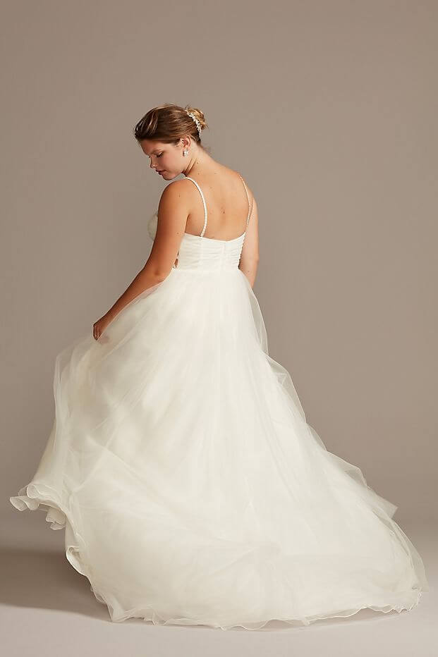 Curvy Wedding Dresses Spaghetti Pleated Tulle Plus Size Wedding Dress Davids Bridal