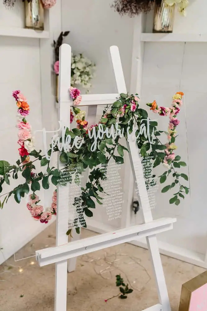 Custom Floral Wedding Acrylic Seating Chart Kas Richards Lenzo Raven & the Rose