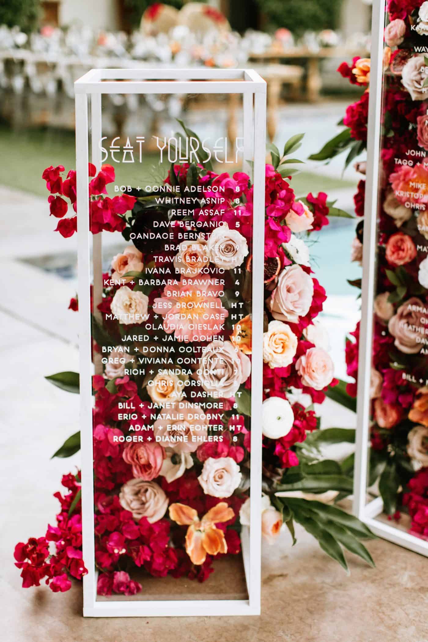 Custom Floral Wedding Acrylic Seating Chart Shindig Chic Lauren Scott Photography