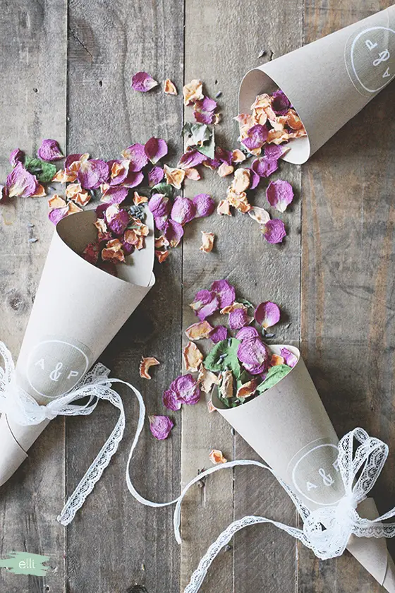 Cute DIY Wedding Idea Throwing Confetti Petals Wedding Inspiration