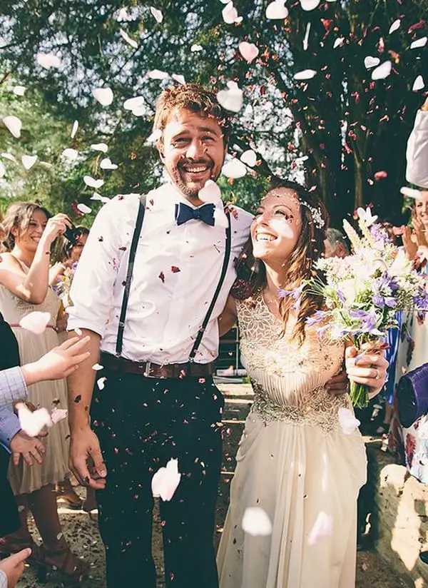 Cute Wedding Idea Throwing Confetti Petals Wedding Inspiration