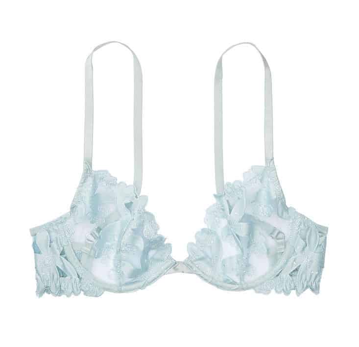 DIY Bridal Shower Gift for the Bride Light Baby Blue Lace Bra Unlined Floral Embroidered Demi Bra