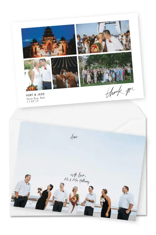 Destination Wedding Thank You Card with Photos For the Love of Stationery Kleio Photography Bali Weddings