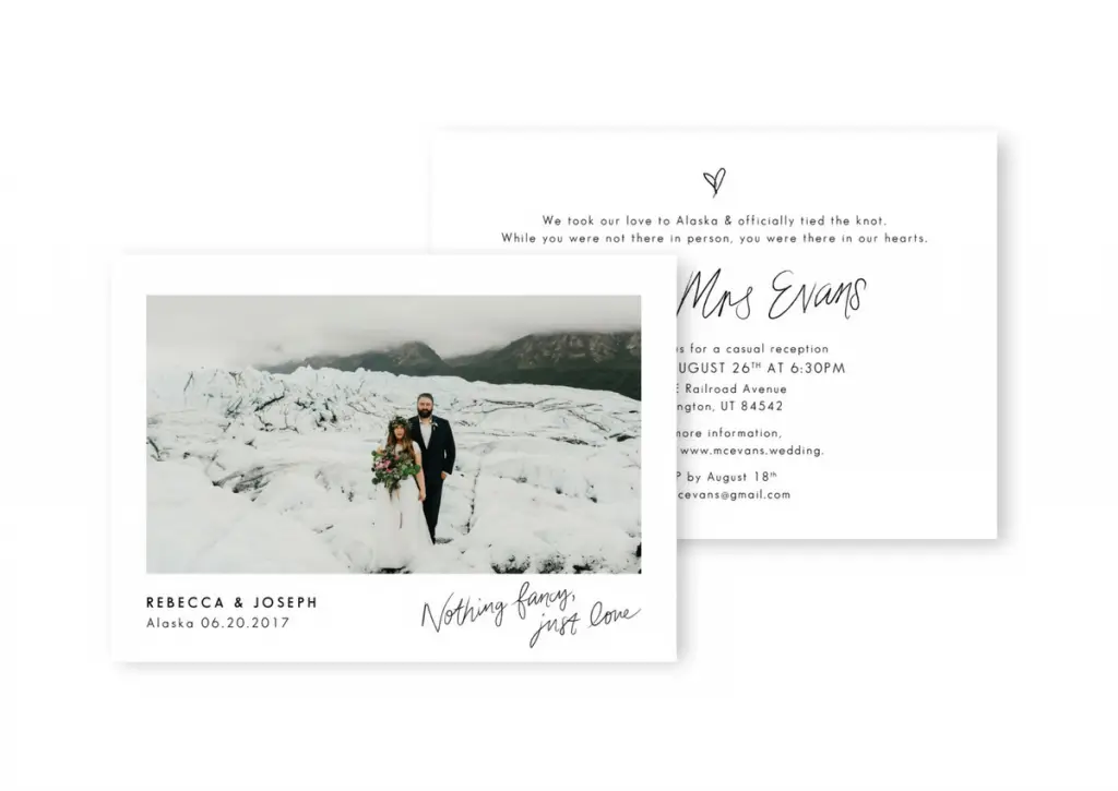 Elopement Announcement Wedding Elopement Invitation