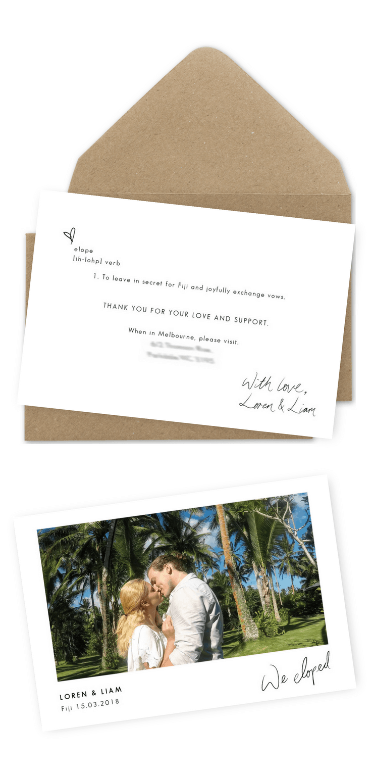 Elopement Announcements For The Love Of Stationery