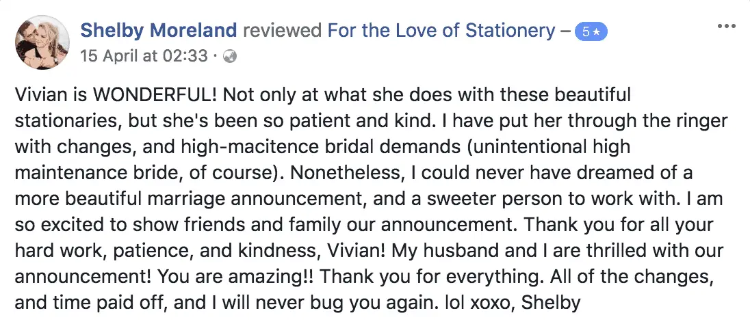 For the Love of Stationery Reviews. Customer Testimonials.