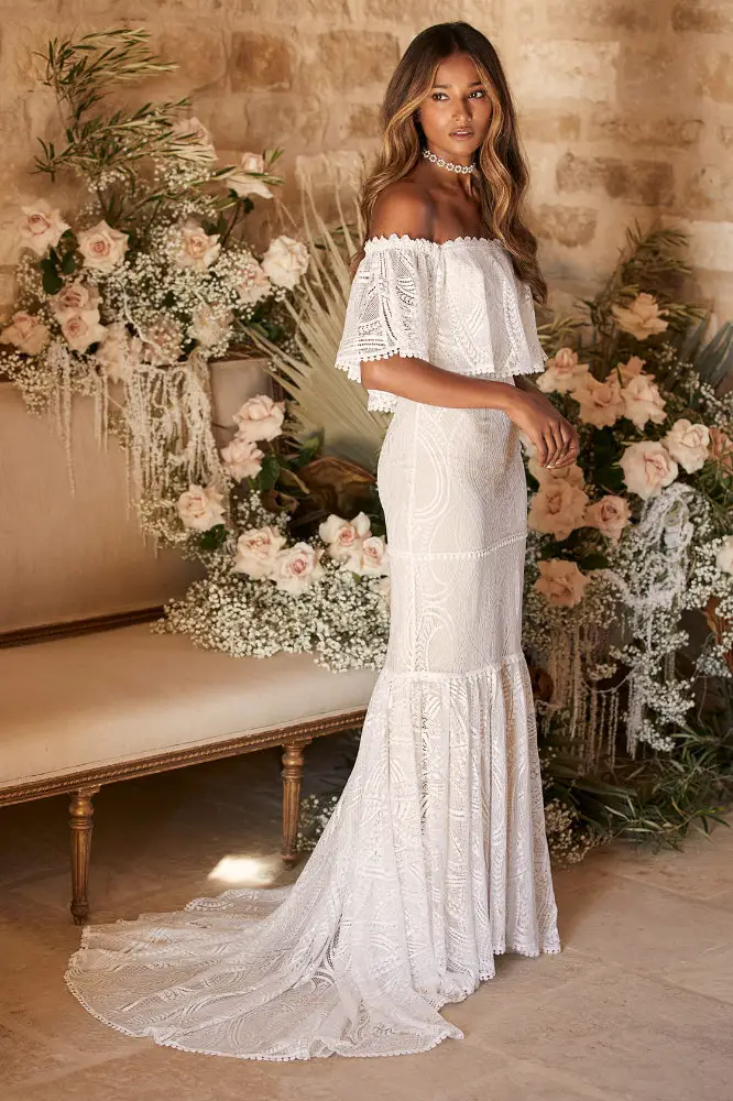 Elopement Bridal Gowns for Brides White Lace Elopement Wedding Dress Lulus