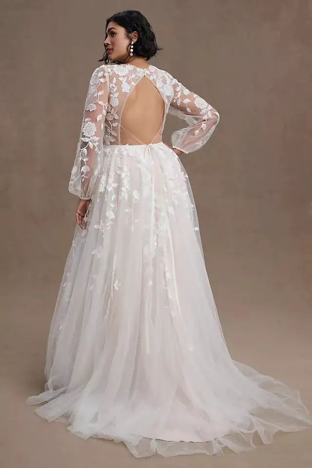 Elopement Wedding Dress Plus Size Floral Lace Willowby by Watters Olena Gown BHLDN