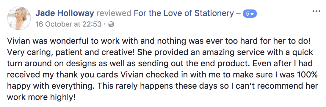 For the Love of Stationery Reviews. Customer Testimonials.