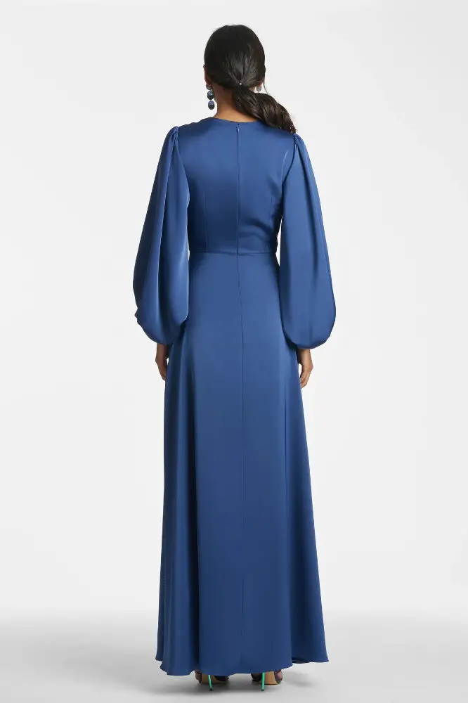 Flattering Mother of the Bride Dresses Blue Gown Sachin and Babi Jenny Gown Washed Indigo 3