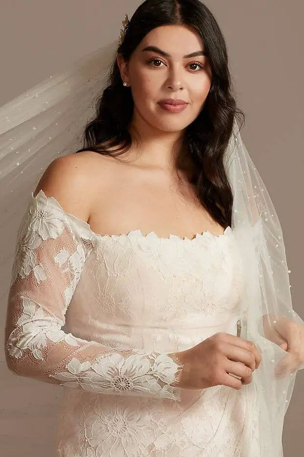Floral Lace Long Sleeve Plus Size Wedding Dresses Online Melissa Sweet