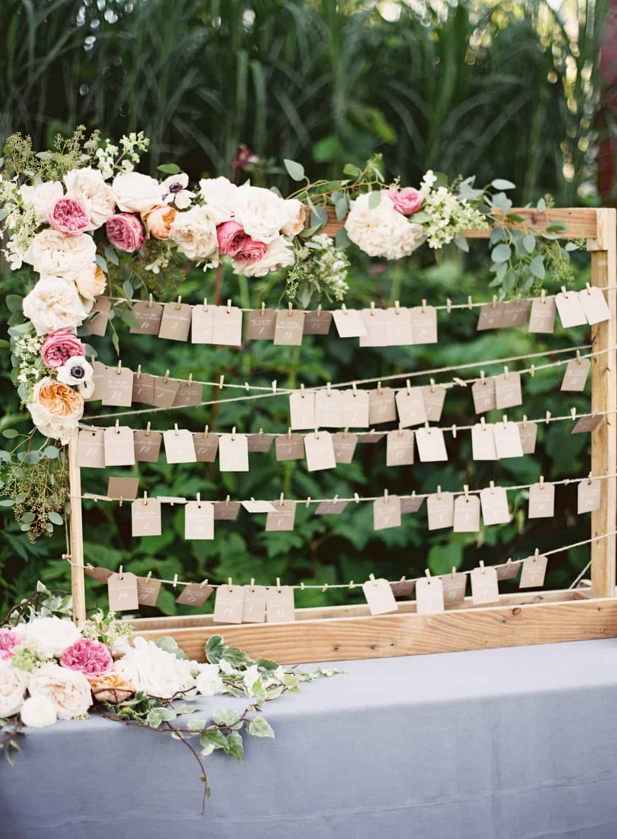 Floral Wedding Seating Chart Escort Name Cards Judy Pak Photography Petal Floral Design