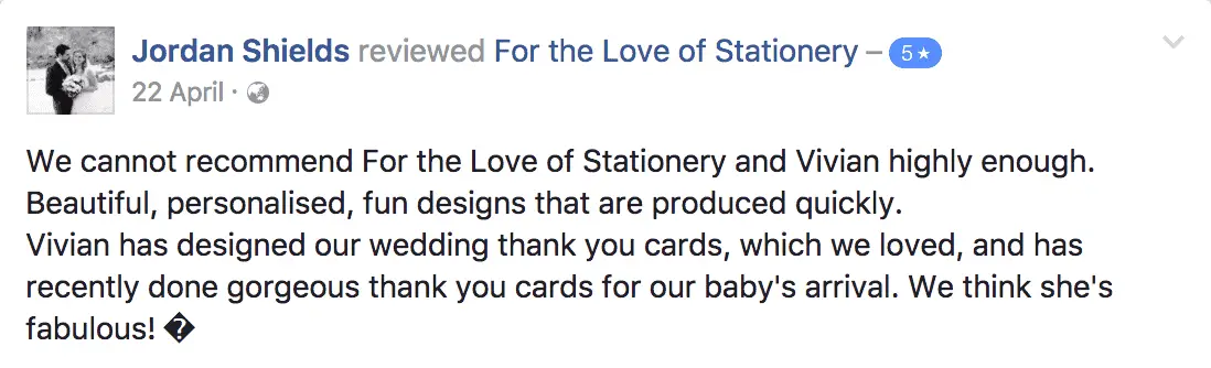 For the Love of Stationery Reviews. Customer Testimonials.