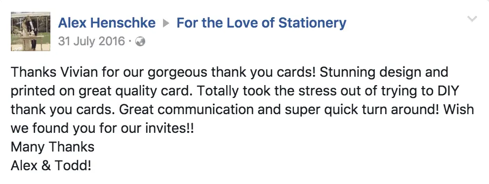 For the Love of Stationery Reviews. Customer Testimonials.