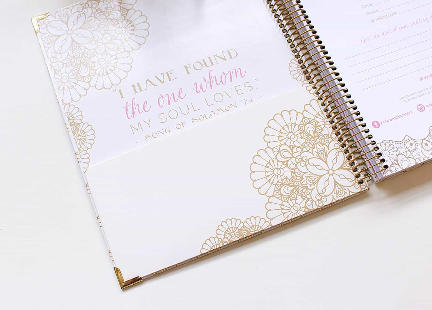 Gold Foil Scallop Hard Cover Wedding Planner Books and Organizers for Brides Engagement Gift Gold Foiling Bridal Planner