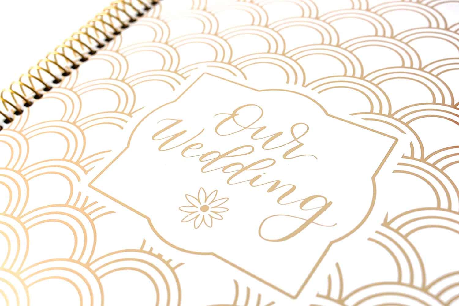 Gold Foil Scallops Hard Cover Wedding Planner Books and Organizers for Brides Engagement Gift Gold Foiling Bridal Planner