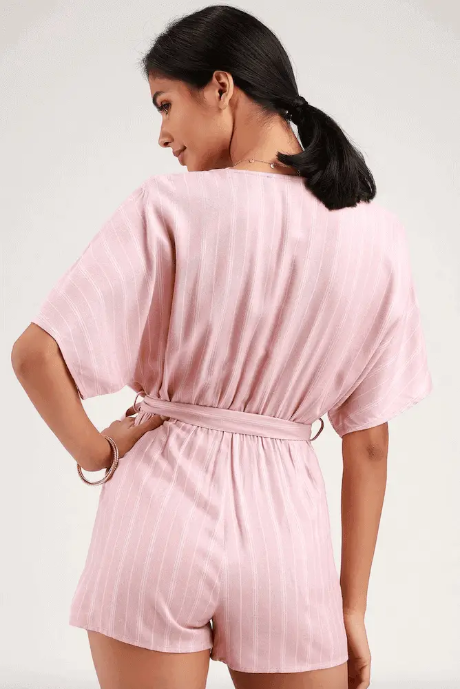 How to Dress for Your Honeymoon Playsuit Ideas Blush Pink Striped Romper 2