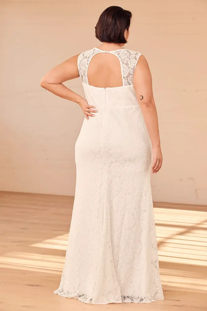 Inexpensive Plus Size Wedding Dress White Lace Maxi Dresses Lulus