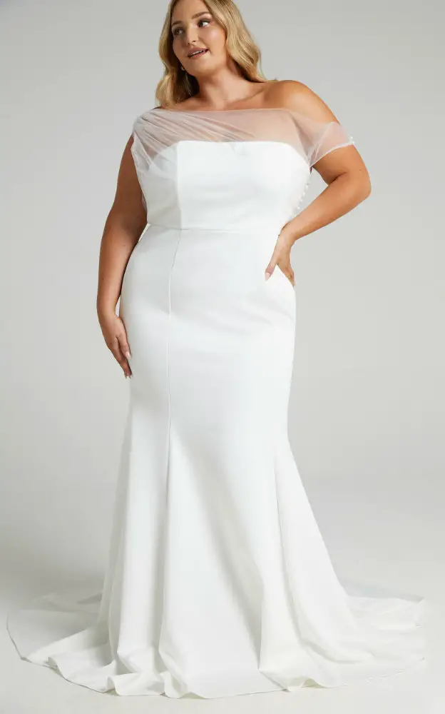 Inexpensive Plus Size Wedding Dresses Mesh Off Shoulder Wedding Gowns Showpo
