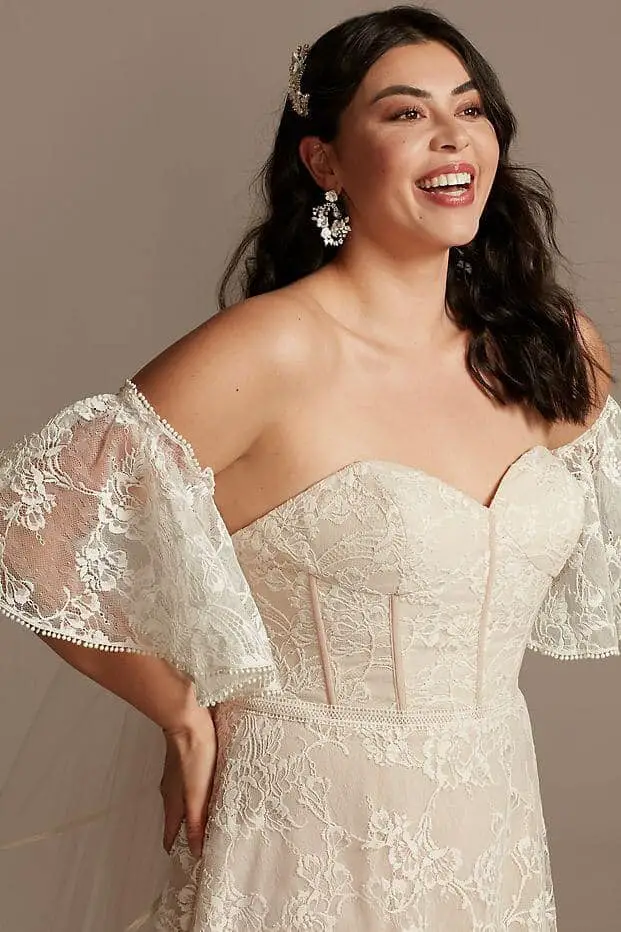 Ivory Lace Plus Size Wedding Dress with Removable Sleeves Curvy Brides Melissa Sweet