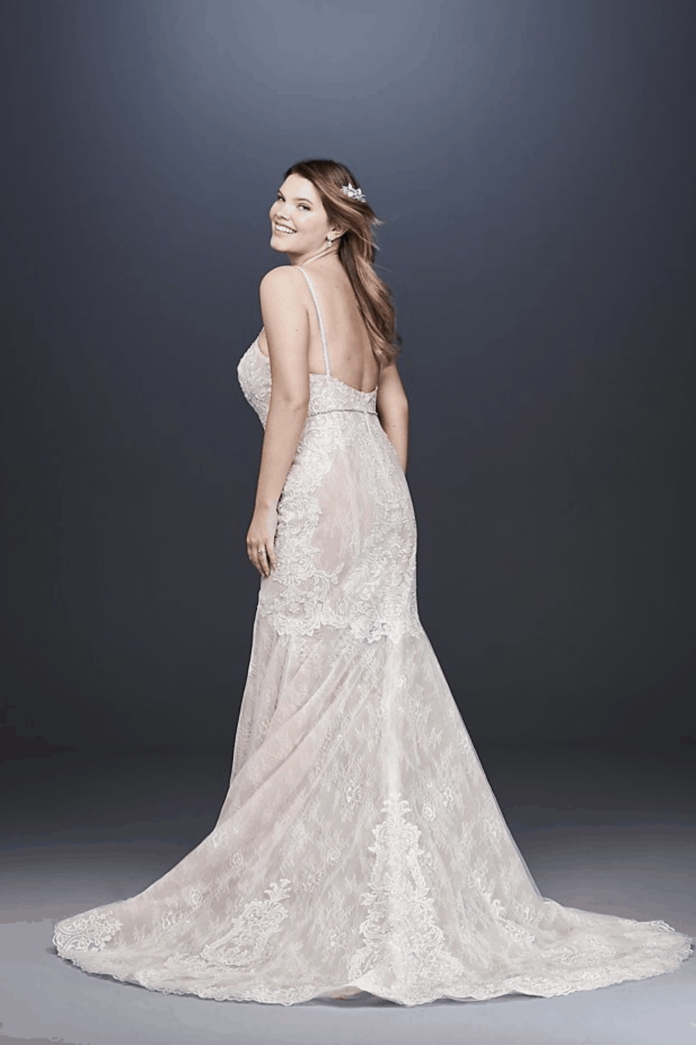 Lace Plus Size Wedding Dress with Moonstone Detail Plus Size Bridal Gown