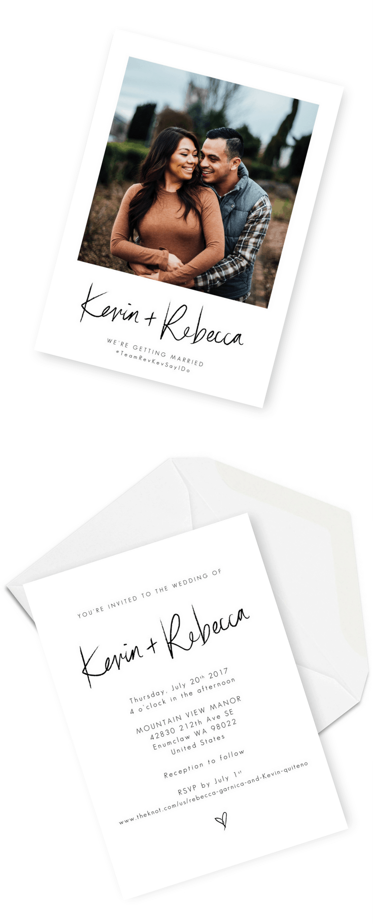 Modern Rustic Wedding Invitation Photo Card