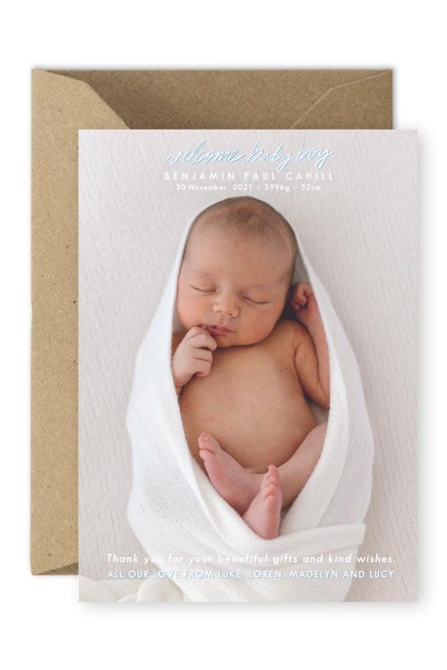 Newborn Baby Birth Announcement Thank You Cards Australia Wylde Folk Studio