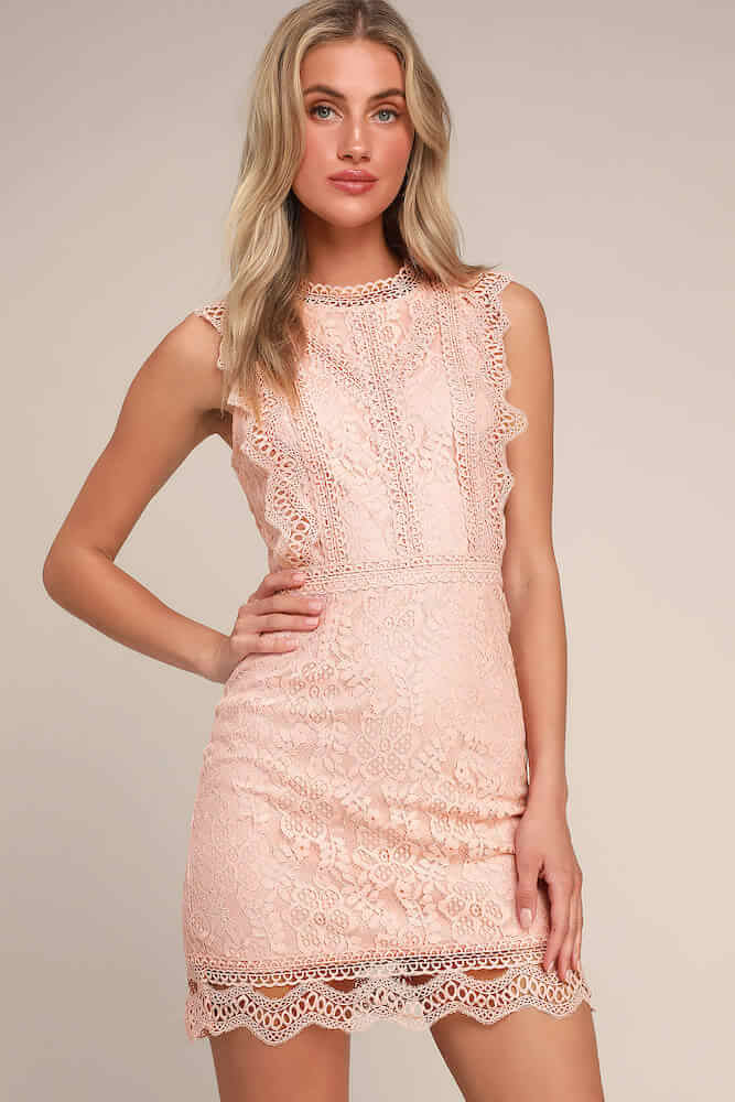 Non Traditional Bridal Shower Dresses Blush Pink Lace Mini Dress 2