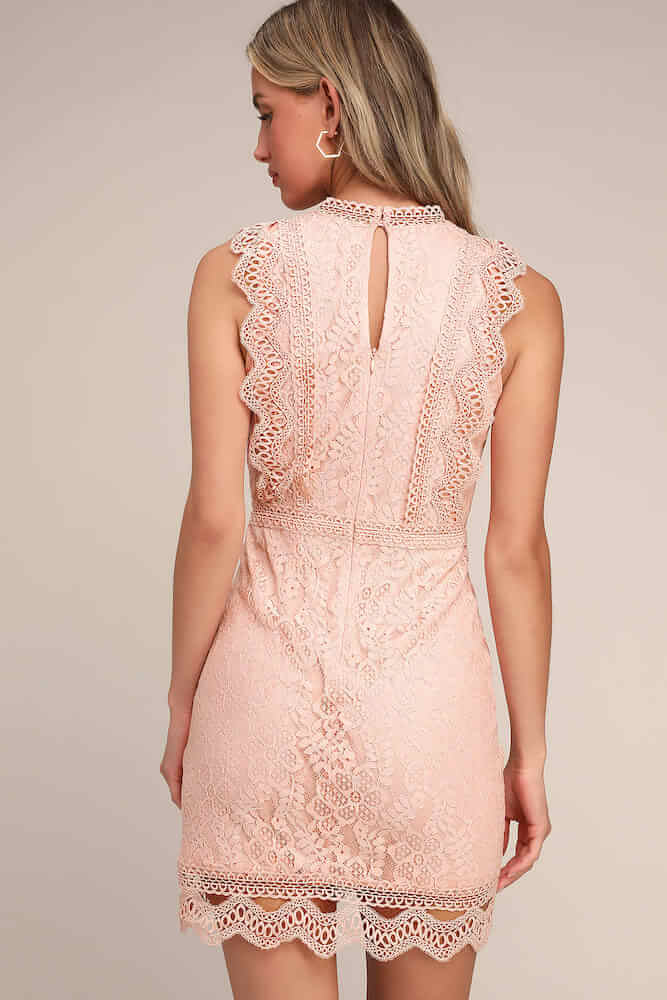 Non Traditional Bridal Shower Dresses Online Blush Pink Lace Mini Dress